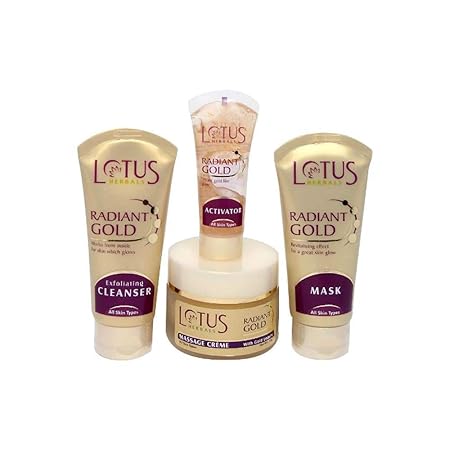 Lotus Herbals Radiant Gold Cellular Glow 5 in 1 Facial Kit | For Women & Men | 170g - Image 2
