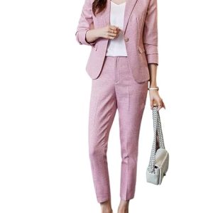 EUPHORIA WARDROBE Women's Suit Blazer 3 Piece Office Business Casual Single Breasted Blazer Jacket Pant