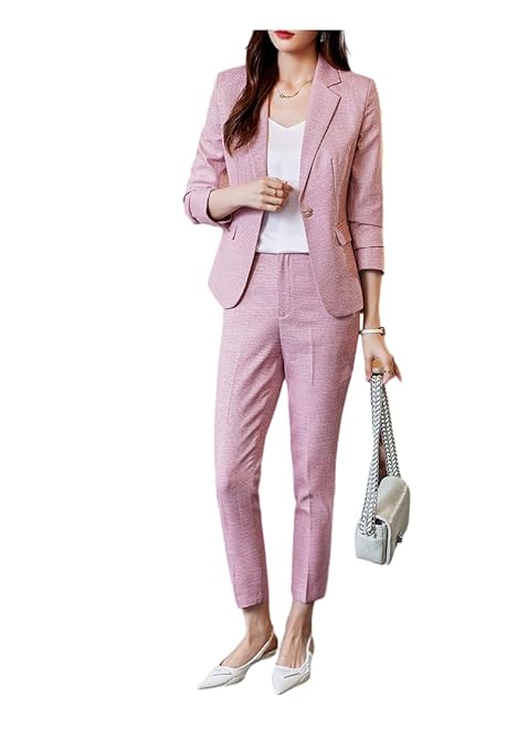 EUPHORIA WARDROBE Women's Suit Blazer 3 Piece Office Business Casual Single Breasted Blazer Jacket Pant