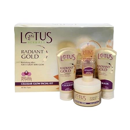 Lotus Herbals Radiant Gold Cellular Glow 5 in 1 Facial Kit | For Women & Men | 170g - Image 5