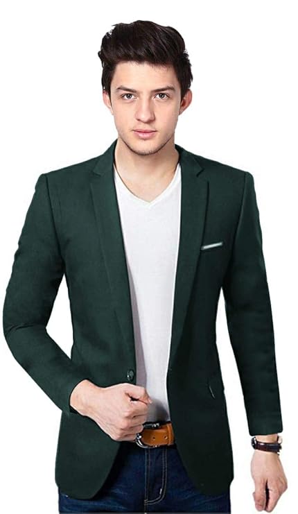FAVOROSKI Designer Men's Slim Fit Notched Lapel Single Breasted Solid Blazer