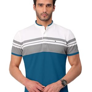 BULLMER Mens Cotton Henley Neck I Chinese Collar Tshirt I Bio-washed cotton fabric