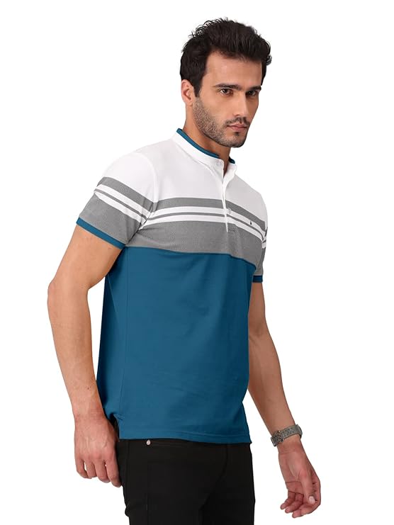 BULLMER Mens Cotton Henley Neck I Chinese Collar Tshirt I Bio-washed cotton fabric - Image 3