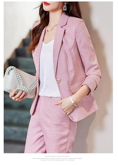 EUPHORIA WARDROBE Women's Suit Blazer 3 Piece Office Business Casual Single Breasted Blazer Jacket Pant - Image 3