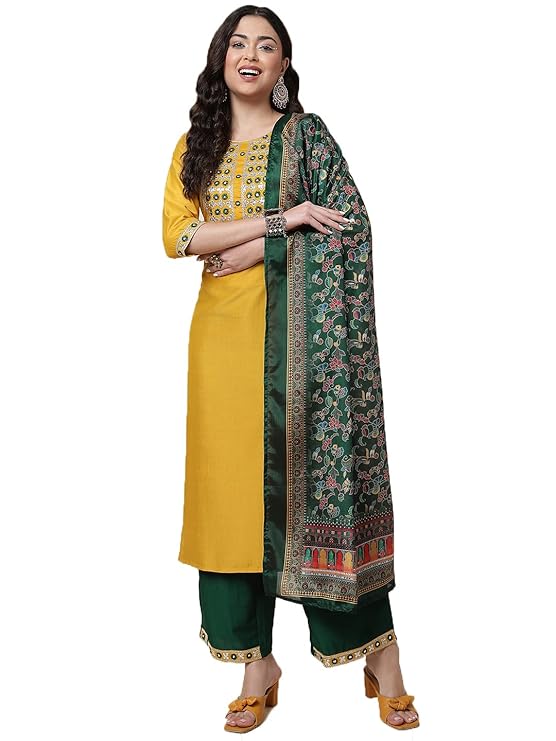 Shiv Textiles Silk Embroidered Kurta Set for Women- Meticulous-Luxurious Dupatta - Image 4