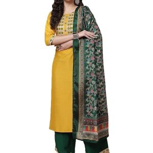 Shiv Textiles Silk Embroidered Kurta Set for Women- Meticulous-Luxurious Dupatta