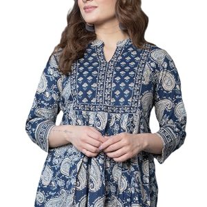Arayna Women's Pure Cotton Paisley Printed Tunic Top – Comfortable Everyday Wear