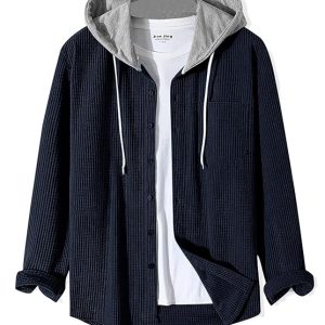 Noble Monk Men's Solid Regular Fit Shirt | Shirt with Hood I Style and Versability I Comfort and Practicality