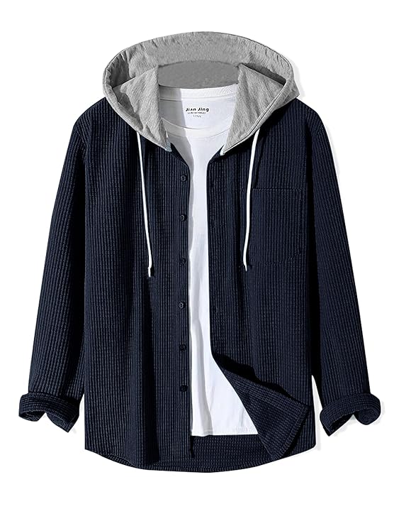 Noble Monk Men's Solid Regular Fit Shirt | Shirt with Hood I Style and Versability I Comfort and Practicality