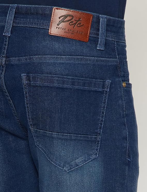 Peter England Men's Tapered Fit Mid Rise Classic Tape Stretchable Twill Jeans I Casual Jeans - Image 3